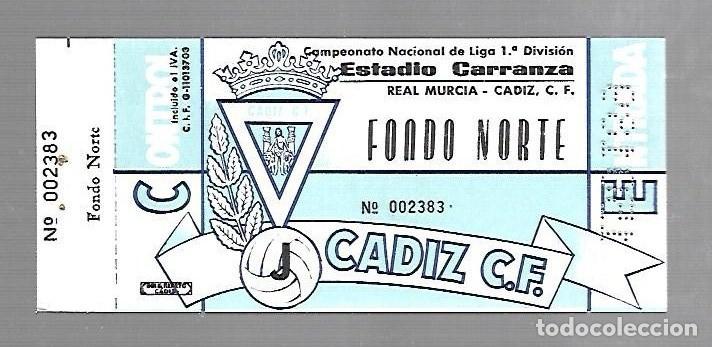 Collectionnisme sportif: ENTRADA DE FUTBOL. RAMON DE CARRANZA. CADIZ C.F - MALAGA. 1&ordm; DIVISION. FONDO NORTE