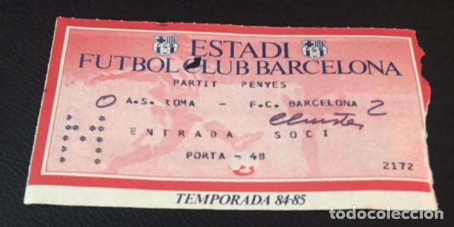 Coleccionismo deportivo: entrada del partido Roma f.c. Barcelona 9 de junio de 1985 partit homenatge penyes