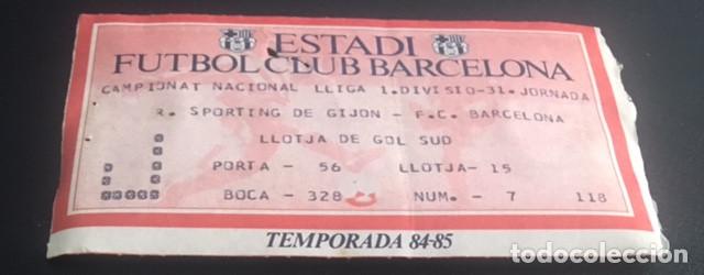 Coleccionismo deportivo: entrada del partido f.c. barcelona sporting de gijon 31 de marzo de 1985