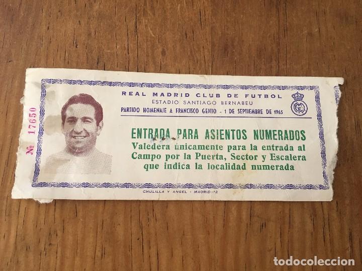Coleccionismo deportivo: R2741 ENTRADA TICKET HOMENAJE FRANCISCO GENTO REAL MADRID RIVER PLATE 1965