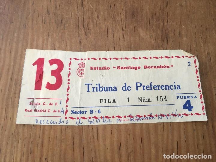 Coleccionismo deportivo: R2809 ENTRADA TICKET REAL MADRID 4-1 SEVILLA LIGA TEMPORADA 1971 1972 DESCENSO DEL SEVILLA