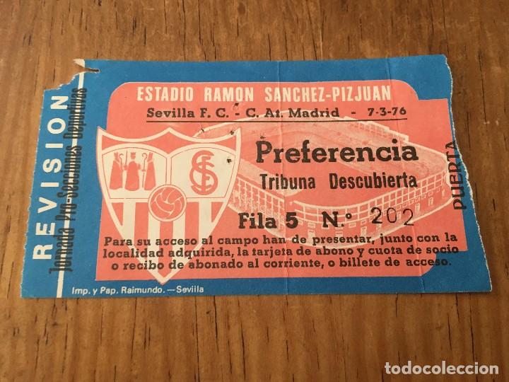Collectionnisme sportif: R2864 ENTRADA TICKET SEVILLA ATLETICO MADRID LIGA TEMPORADA 1975 1976