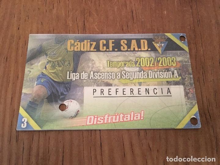 Coleccionismo deportivo: R3395 ENTRADA TICKET FUTBOL ABONO CADIZ TEMPORADA 2002 2003 LIGA DE ASCENSO A SEGUNDA DIVISION A