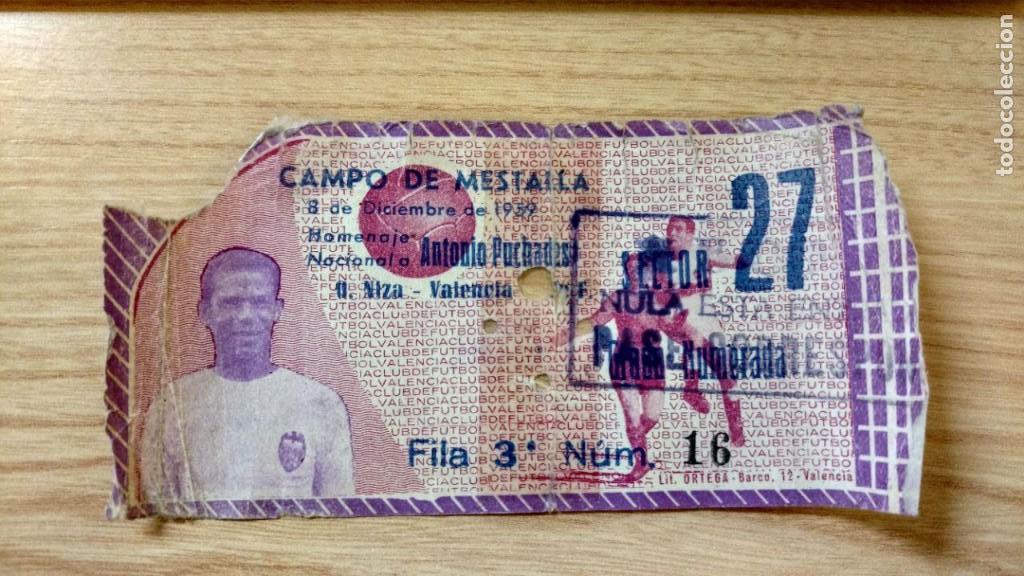 Collectionnisme sportif: ENTRADA  FUTBOL FOOTBALL TICKET SPAIN  VALENCIA ESPA&Ntilde;A FRANCIA FRANCE NIZA NICE OG 8 DIC 1959