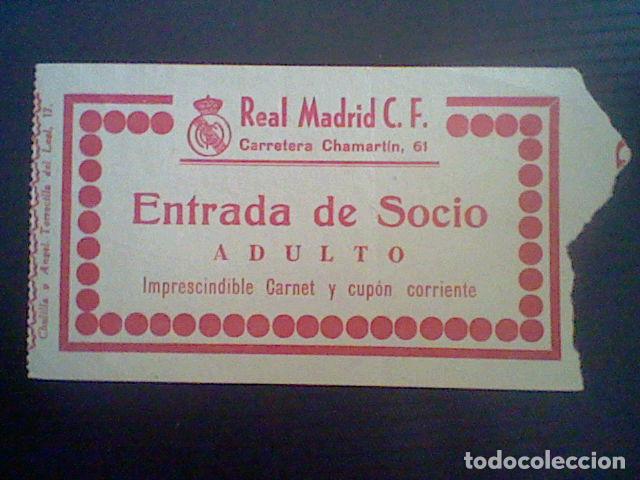Coleccionismo deportivo: REAL MADRID ALCOYANO 1947 entrada FUTBOL Chamartin antigua futbol pro damnificados cadiz