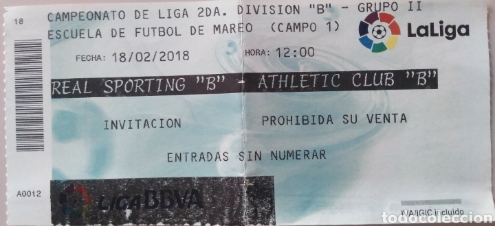 Sports collectibles: ENTRADA SPORTING B VS ATHLETIC C. BILBAO B