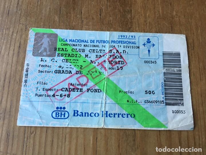 Coleccionismo deportivo: R4496 ENTRADA TICKET FUTBOL CELTA VIGO ATLETICO MADRID LIGA TEMPORADA 1992 1993