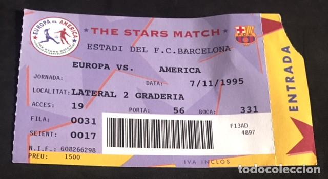 Collezionismo sportivo: entrada del partido europa vs america the stars match camp nou f.c. barcelona 7 noviembre 1995