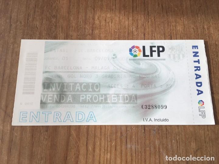 Collectionnisme sportif: R5745 ENTRADA TICKET FUTBOL BARCELONA 2-1 MALAGA LIGA TEMPORADA 2000 2001 DEBUT ROOKIE OVERMARS