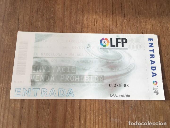Collectionnisme sportif: R5747 ENTRADA TICKET FUTBOL BARCELONA 2-1 MALAGA LIGA TEMPORADA 2000 2001 DEBUT ROOKIE OVERMARS