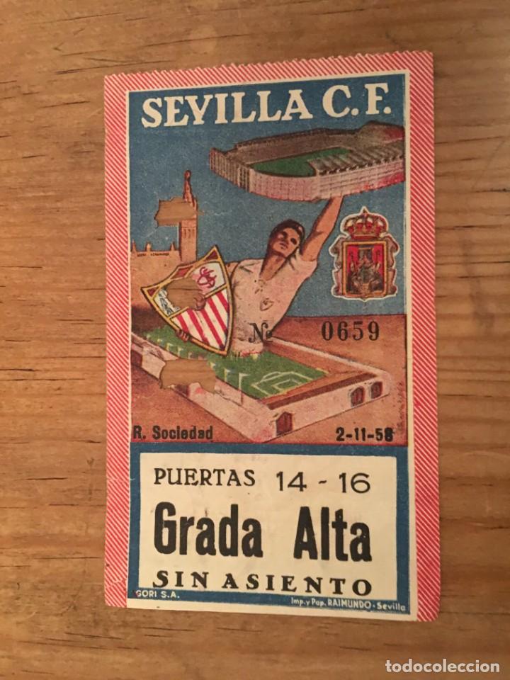Sammelleidenschaft Sport: R5786 ENTRADA TICKET FUTBOL SEVILLA 0-1 REAL SOCIEDAD LIGA TEMPORADA 1958 1959