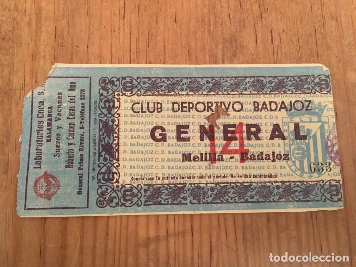 Sammelleidenschaft Sport: R5802 ENTRADA TICKET FUTBOL CLUB DEPORTIVO BADAJOZ MELILLA A&Ntilde;OS 50/60