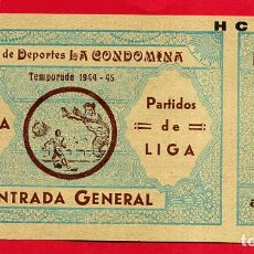 Coleccionismo deportivo: ENTRADA FUTBOL, TEMPORADA 1944 1945 , REAL MURCIA LA CONDOMINA , ORIGINAL , EF2977
