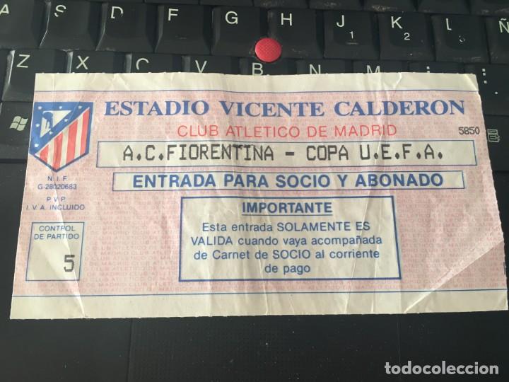 Sammelleidenschaft Sport: R6071 ENTRADA TICKET FUTBOL ATLETICO MADRID FIORENTINA COPA UEFA 1989 1990