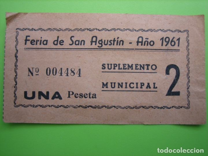 Coleccionismo deportivo: Antigua entrada de f&uacute;tbol. Feria de San Agust&iacute;n 1961