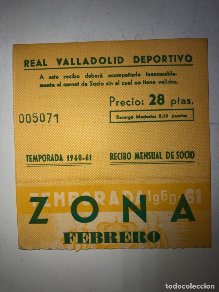 Sports collectibles: TEMPORADA 1960-61. ENTRADA REAL VALLADOLID DEPORTIVO. FEBRERO.