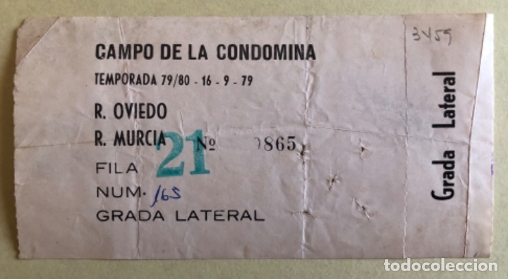 Coleccionismo deportivo: FUTBOL-   ENTRADA-     REAL MURCIA-  R. OVIEDO-    LA CONDOMINA      LIGA  1.979