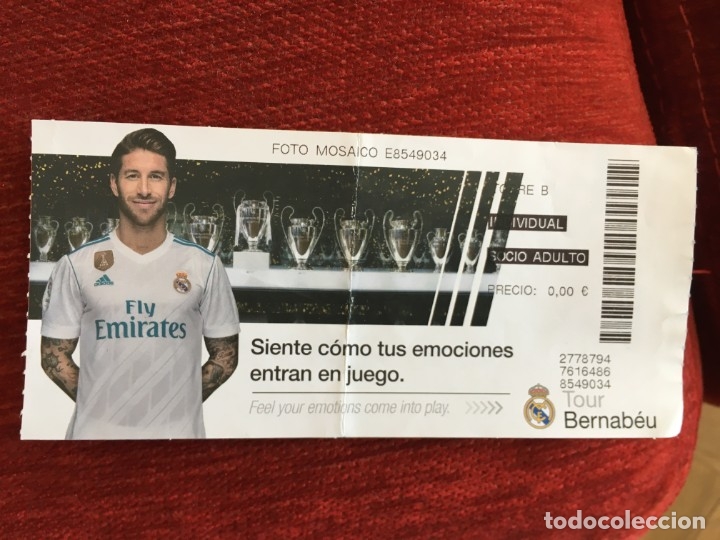 Coleccionismo deportivo: R7260 ENTRADA TICKET FUTBOL REAL MADRID JUGADOR CRISTIANO SERGIO RAMOS