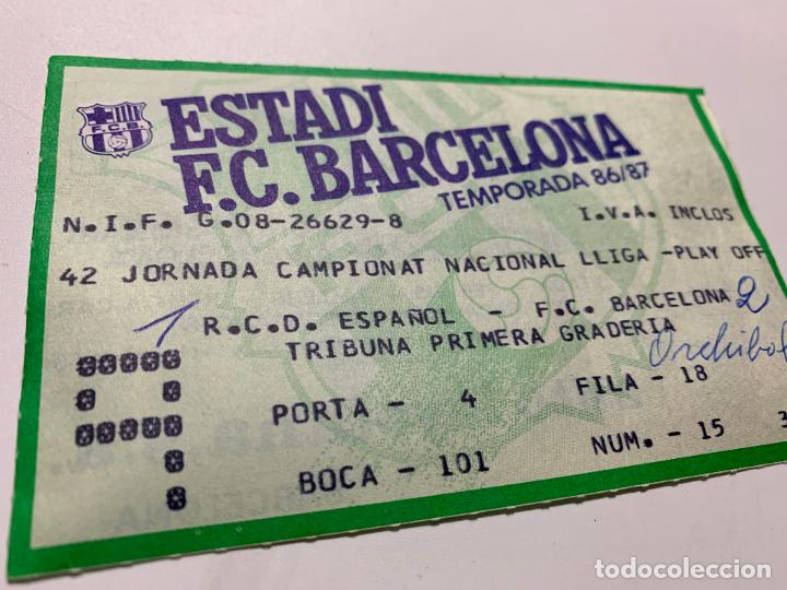 Colecionismo desportivo: entrada campeonato nacional de liga f.c. barcelona r.c.d. espa&ntilde;ol 7 junio 1987 play off