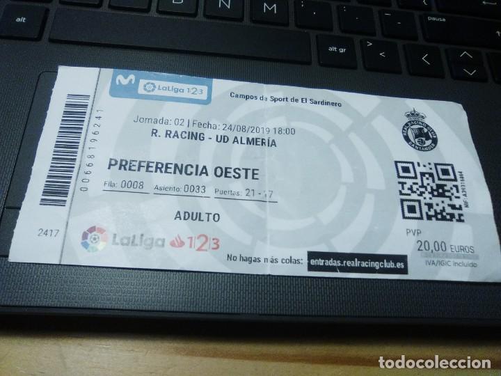 Sports collectibles: ENTRADA EL SARDINERO RACING SANTANDER-UD ALMERIA LIGA 2019-20