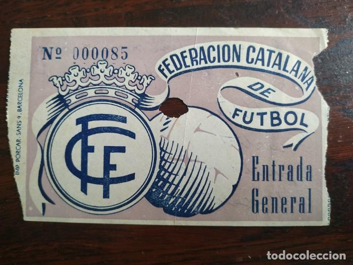 Sammelleidenschaft Sport: Un tiket del partido de futbol de la FCF; federaci&oacute;n catalana de Futbol en Barcelona 1953