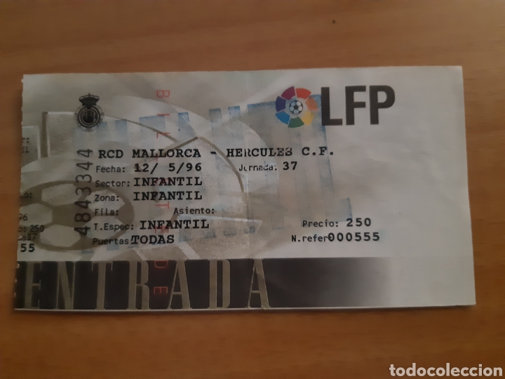 Coleccionismo deportivo: ENTRADA F&Uacute;TBOL MALLORCA H&Eacute;RCULES SEGUNDA DIVISI&Oacute;N 1996