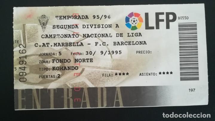 Collezionismo sportivo: ENTRADA FUTBOL MARBELLA FC BARCELONA 2 DIVISI&Oacute;N 1995 1996 TICKET FOOTBALL