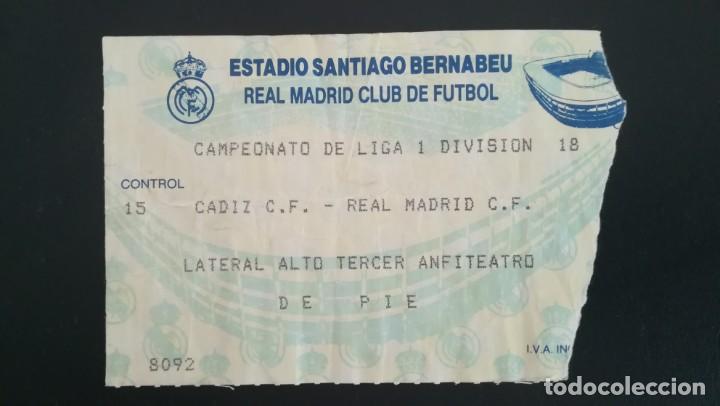 Collezionismo sportivo: ENTRADA REAL MADRID C&Aacute;DIZ LIGA 1992 1993 TICKET FOOTBALL BERNABEU