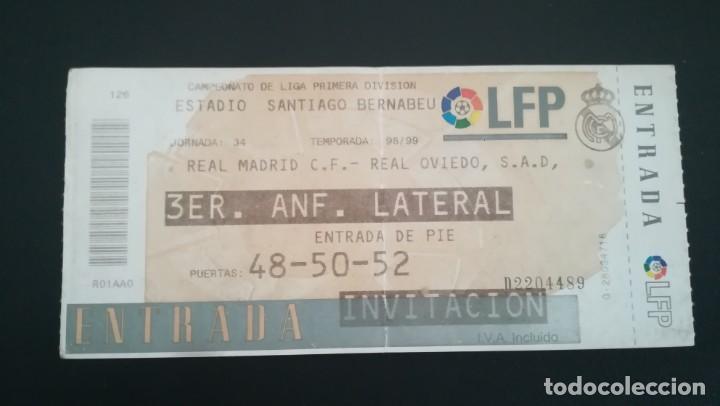 Colecionismo desportivo: ENTRADA FUTBOL REAL MADRID OVIEDO 1998 1999 BERNABEU TICKET FOOTBALL JORNADA 34 LIGA