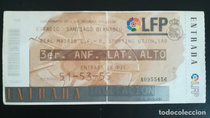 Collectionnisme sportif: ENTRADA FUTBOL REAL MADRID SPORTING GIJ&Oacute;N 1997 1998 SANTIAGO BERNABEU TICKET FOOTBALL