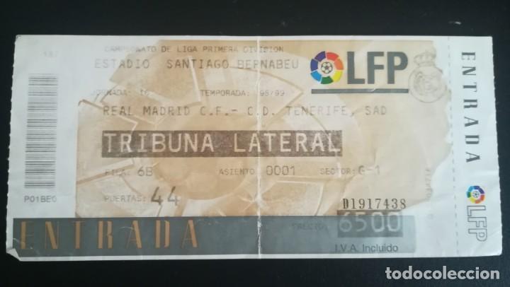Colecionismo desportivo: ENTRADA FUTBOL REAL MADRID TENERIFE 1998 1999 TICKET FOOTBALL BERNABEU