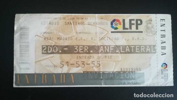 Collectionnisme sportif: ENTRADA FUTBOL REAL MADRID REAL SOCIEDAD 1998 1999 BERNABEU TICKET FOOTBALL