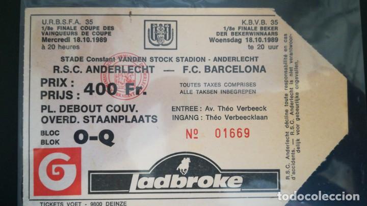 Collectionnisme sportif: ENTRADA FUTBOL ANDERLECHT FC BARCELONA 1989 1990 RECOPA DE EUROPA UEFA TICKET FOOTBALL