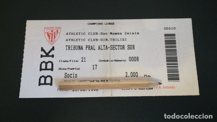 Colecionismo desportivo: ENTRADA FUTBOL ATHLETIC CLUB BILBAO DINAMO TBILISI CHAMPIONS LEAGUE SAN MAMES 1998 1999