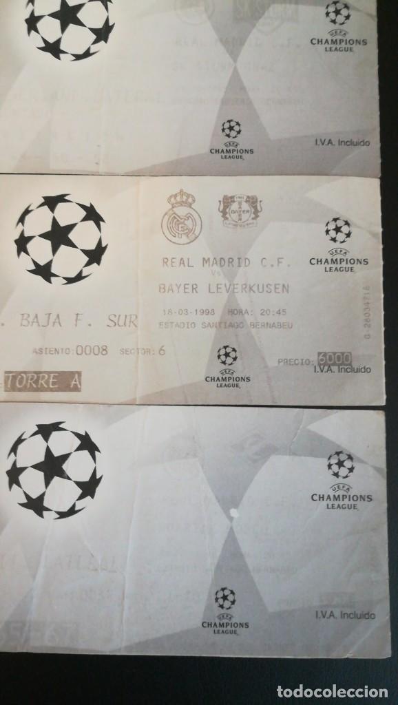 Collectionnisme sportif: 3 ENTRADA FUTBOL REAL MADRID BAYER LEVERKUSEN STURM GRAZ Y SPARTAK MOSC&Uacute; CHAMPIONS 1998 1999 TICKET