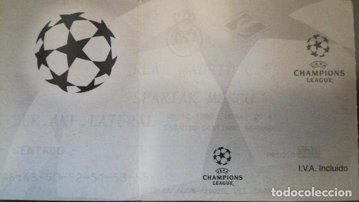 Sammelleidenschaft Sport: ENTRADA FUTBOL REAL MADRID SPARTAK MOSC&Uacute; 1998 1999 CHAMPIONS LEAGUE BERNABEU TICKET FOOTBALL