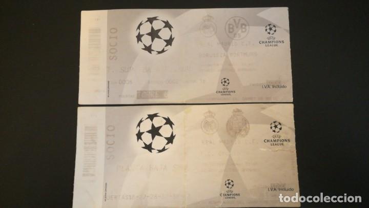 Collectionnisme sportif: 2 ENTRADA REAL MADRID OPORTO Y BORUSSIA DORTMUND CHAMPIONS LEAGUE 1997 1998 TICKET FOOTBALL