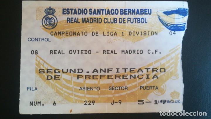 Collectionnisme sportif: ENTRADA FUTBOL REAL MADRID OVIEDO 1991 1992 BERNABEU LIGA TICKET FOOTBALL