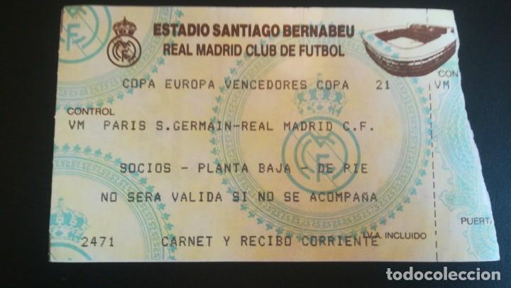 Colecionismo desportivo: ENTRADA FUTBOL REAL MADRID PSG BERNABEU RECOPA EUROPA UEFA TICKET FOOTBALL 1994