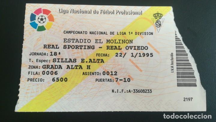Collectionnisme sportif: ENTRADA FUTBOL SPORTING GIJ&Oacute;N VS OVIEDO 1994 1995 TICKET FOOTBALL EL MOLINON