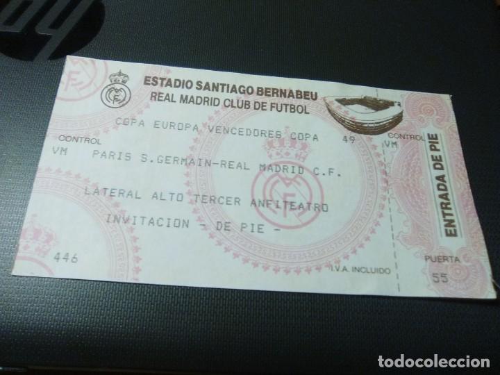 Collectionnisme sportif: Entrada ticket Real Madrid-Paris Saint Germain Recopa de Europa 1993-94