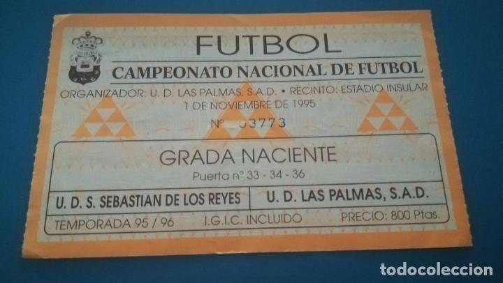 Colecionismo desportivo: ENTRADA FUTBOL LAS PALMAS SAN SEBASTI&Aacute;N DE LOS REYES 1995 1996 TICKET FOOTBALL