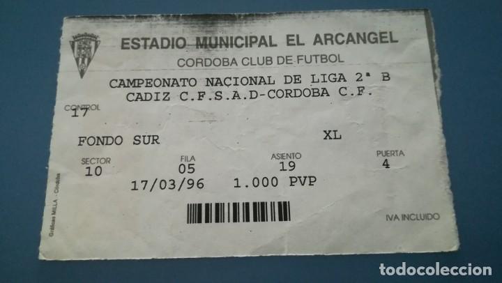 Collectionnisme sportif: ENTRADA FUTBOL C&Oacute;RDOBA C&Aacute;DIZ 1995 1996 TICKET FOOTBALL