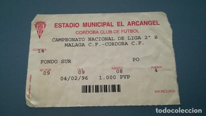 Collectionnisme sportif: ENTRADA FUTBOL C&Oacute;RDOBA M&Aacute;LAGA 1995 1996 EL ARC&Aacute;NGEL TICKET FOOTBALL