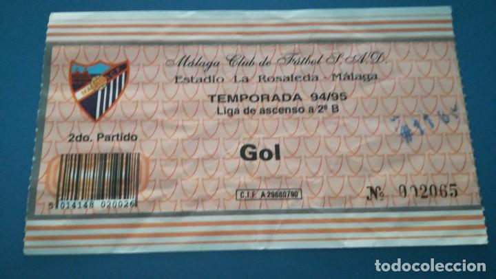 Colecionismo desportivo: ENTRADA FUTBOL M&Aacute;LAGA VS PUERTOLLANO INDUSTRIAL 1994 1995 LIGA ASCENSO 2B TICKET FOOTBALL