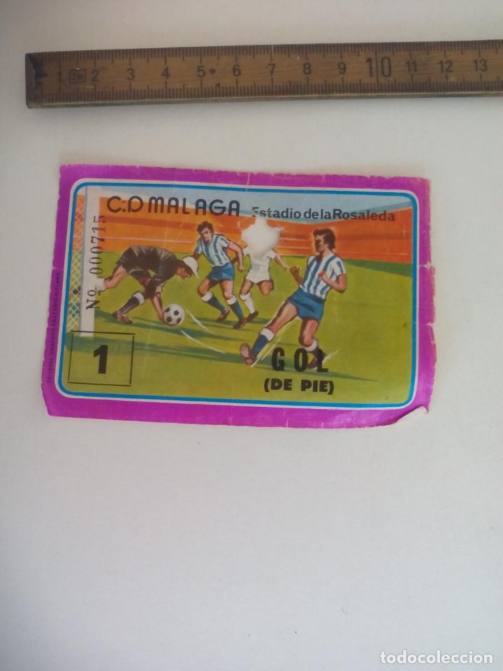 Coleccionismo deportivo: ENTRADA DE FUTBOL. CLUB DEPORTIVO C.D MALAGA, ESTADIO DE LA ROSALEDA. SAN MIGUEL
