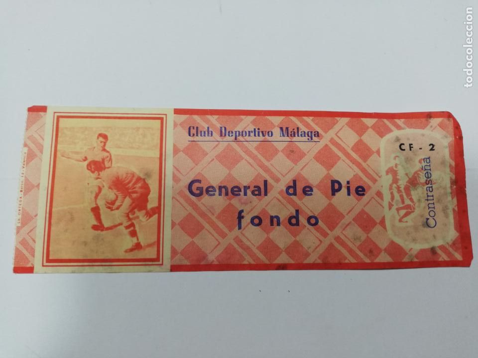 Sports collectibles: ENTRADA DE FUTBOL. CLUB DEPORTIVO MALAGA. GENERAL DE PIE FONDO.