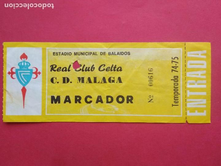 Sports collectibles: ENTRADA FUTBOL ESTADIO MUNICIPAL DE BALAIDOS REAL CLUB CELTA - CD MALAGA TEMPORADA 74 75 1974 1975