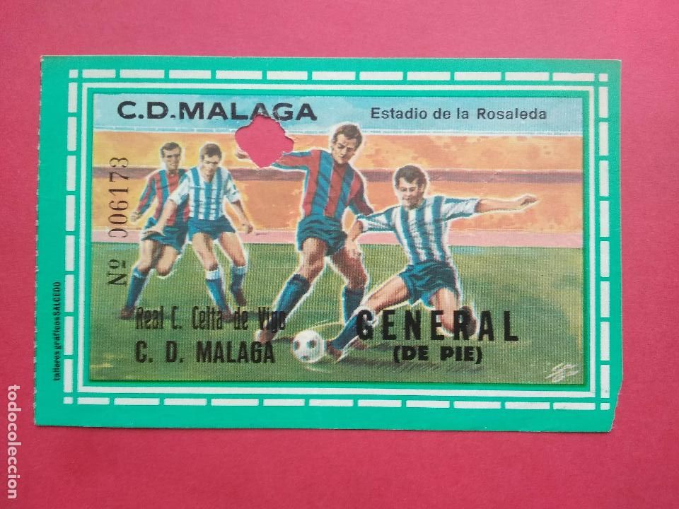 Colecionismo desportivo: ENTRADA DE FUTBOL ESTADIO LA ROSALEDA CD MALAGA - REAL CLUB CELTA DE VIGO