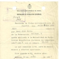 Coleccionismo deportivo: 4014.- REAL CLUB CELTA DE VIGO - FICHA MUTUALIDAD DE FUTBOLISTAS ESPAÑOLES AÑO 1953